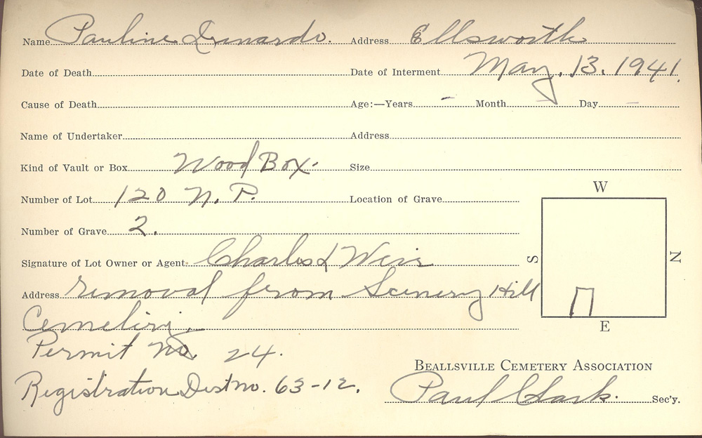 burial card